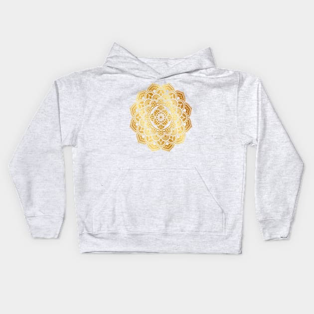 Gold Elegant Mandala Kids Hoodie by TiiShop